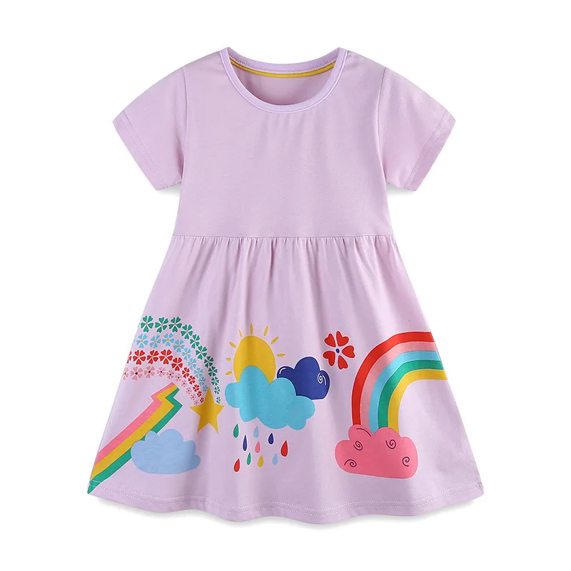 Girls' dress with fashionable cartoon print, princess dress for girls26New Summer Children's Dress