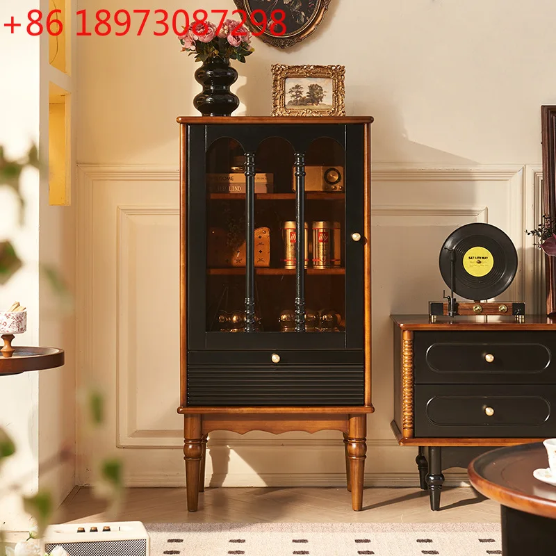 

Французский винтажный винный шкаф из цельного дерева для дома, столовой, трехслойный шкаф для хранения ТВ