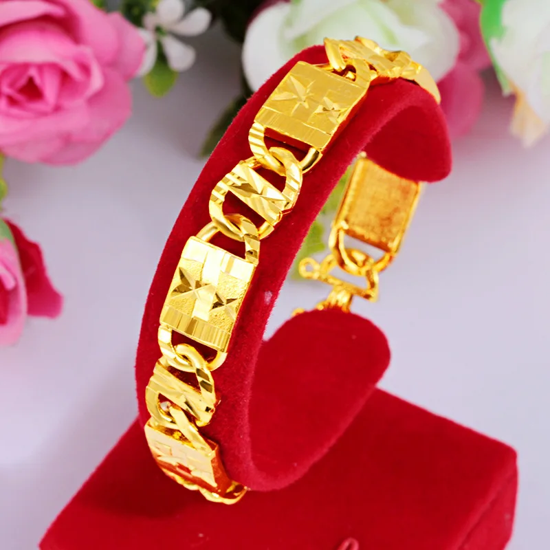 Low-Key Luxury Carved Flower Bracelet For Women 24K Gold AU999 | Simple design, outstanding temperament