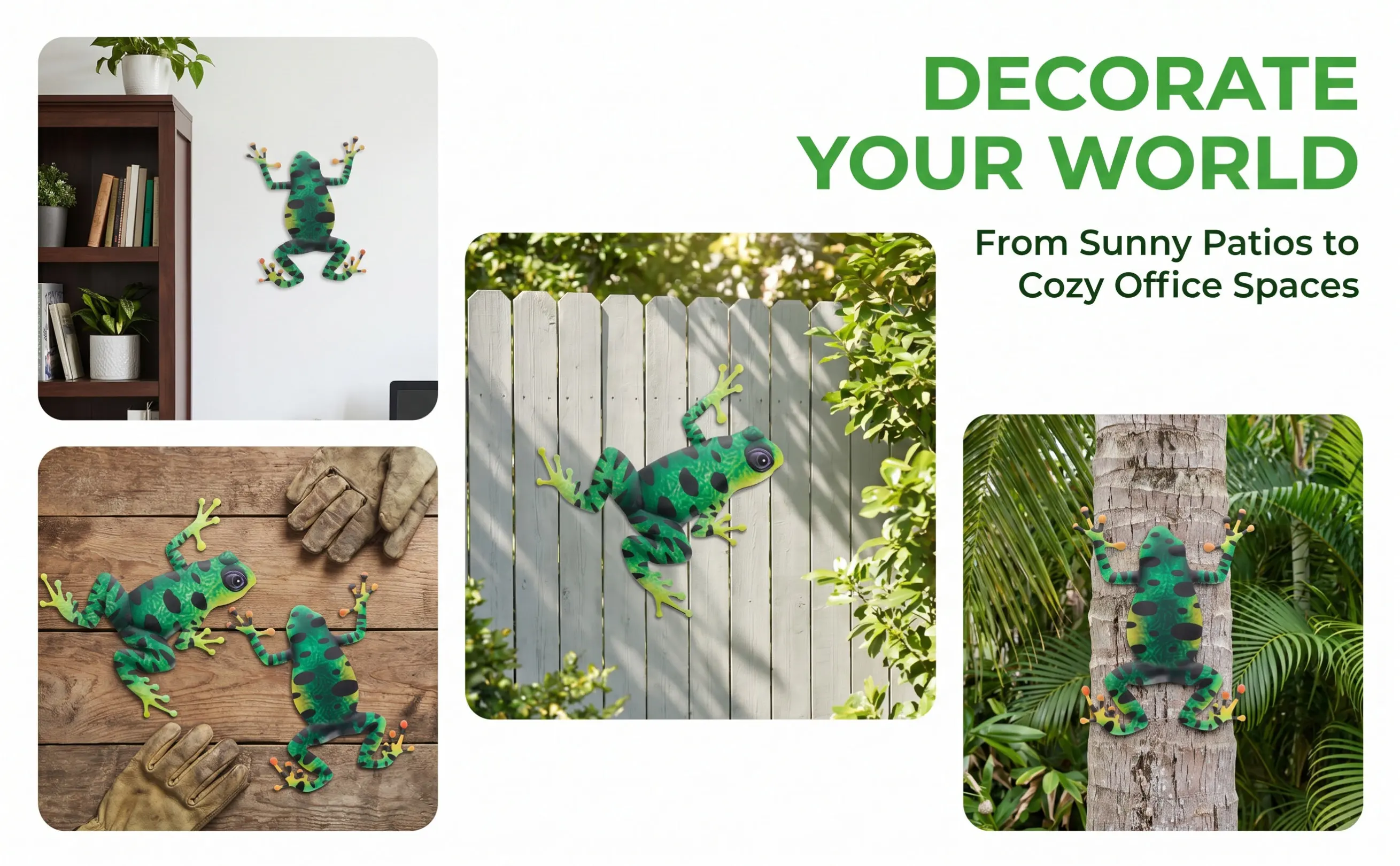 2Pcs Iron Frogs Wall Pendant Decor Realistic Frogs Design Spring Theme Home Living Room Bar Restaurant Wall