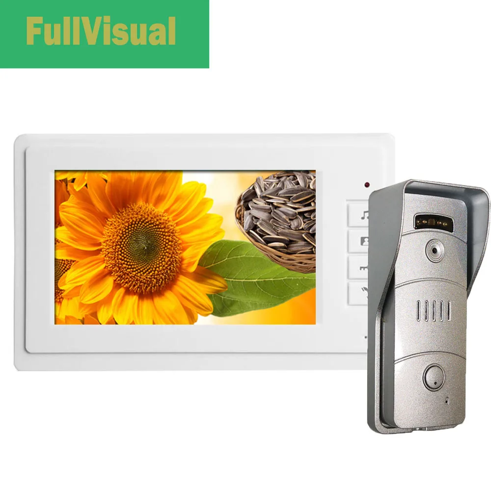 Fullvisual Home Intercom System Wired Video Door Phone Bell with Camera IR Leds 7 Inch  Monitor +Outdoor Panel 1200TVL  Unlock