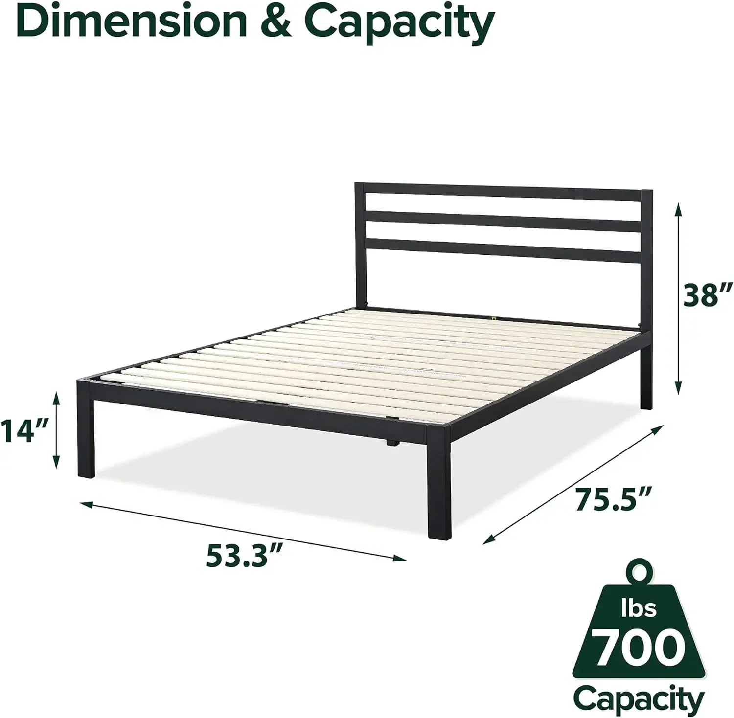 Bed, new mattress platform bed frame, 66% discount, Wood Slat Support, No Box Spring Needed, Easy Assembly, Full