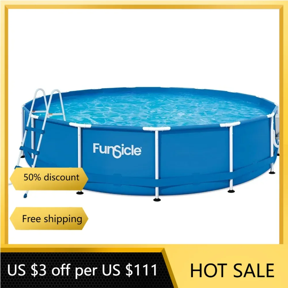 

Outdoor Activity Round Frame Above Ground Swimming Pool Set with SkimmerPlus Filter Pump, Filter, Ground Cloth, and Ladder