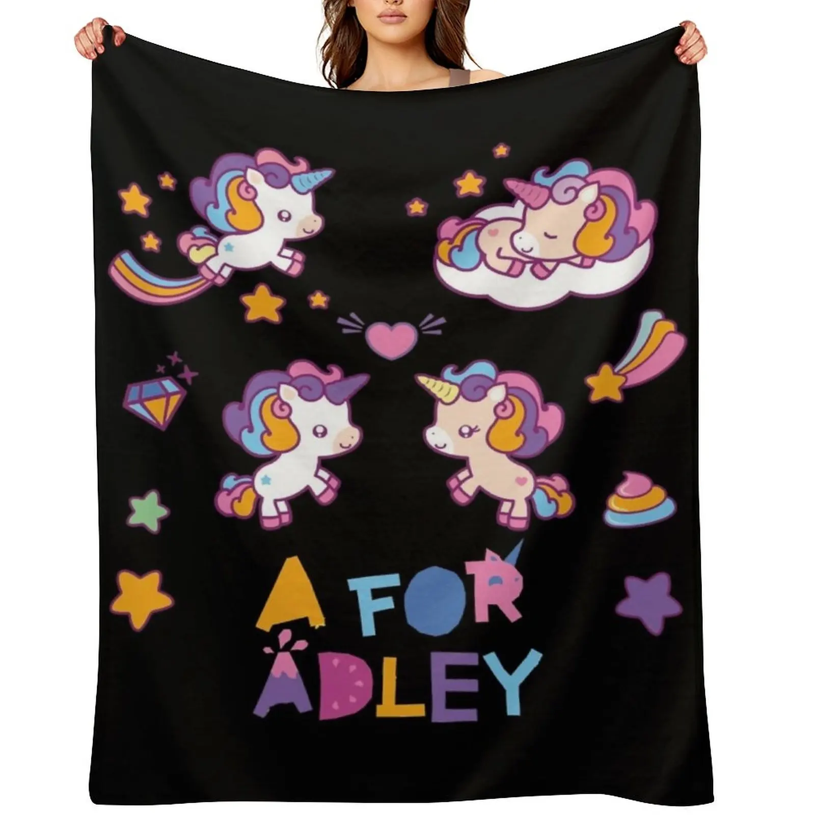 

kawai girl a for adley unicorns funny cartoon81 Throw Blanket Plaid on the sofa Soft Plaid Winter beds anime Blankets