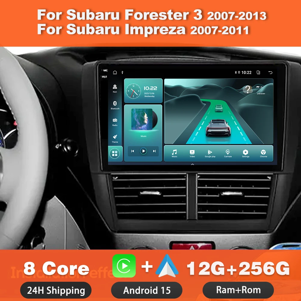Android 15 ForSubaru Forester 3 2007-2013 Impreza 2007-2011Car Radio Multimedia Player Stereo Navigation Wireless GPS 4GWIFI DSP
