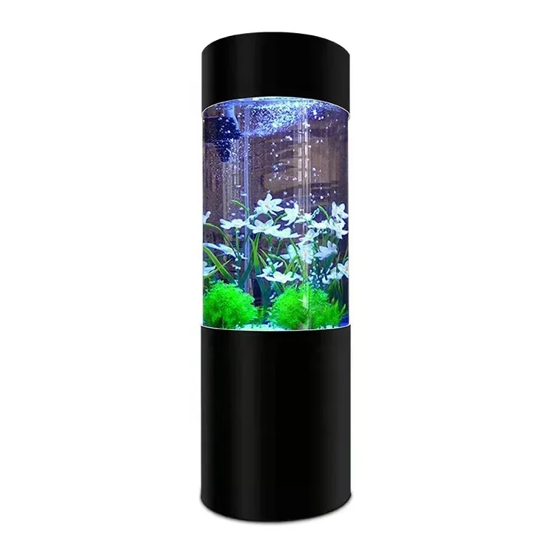 

Round Aquarium cylindrical fish tank Acrylic Aquarium indoor artificial cylinder acrylic fish aquarium with base cabinet