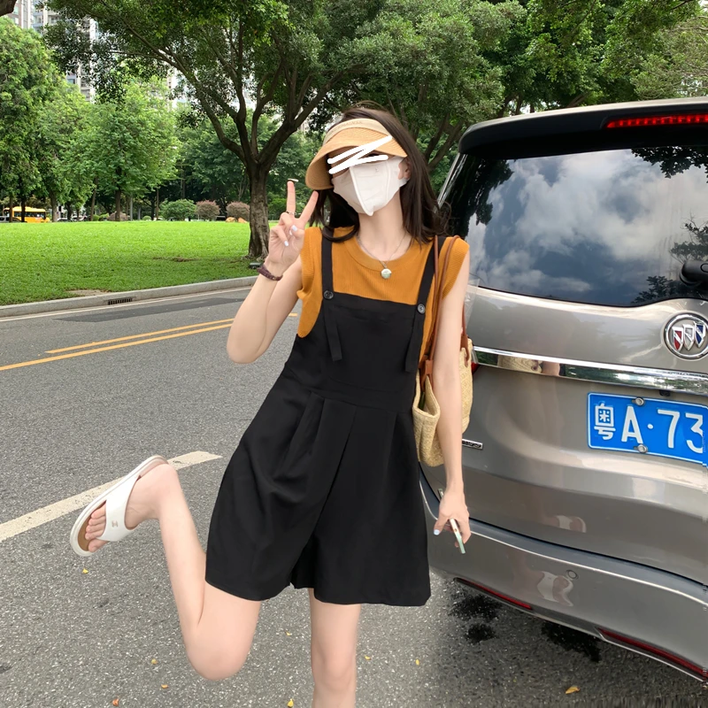 

Комбинезоны для женщин, лето 2022, элегантные мешковатые широкие брюки, универсальные, повседневные, стильные, в корейском стиле, модные, для студентов в стиле Харадзюку, новинка