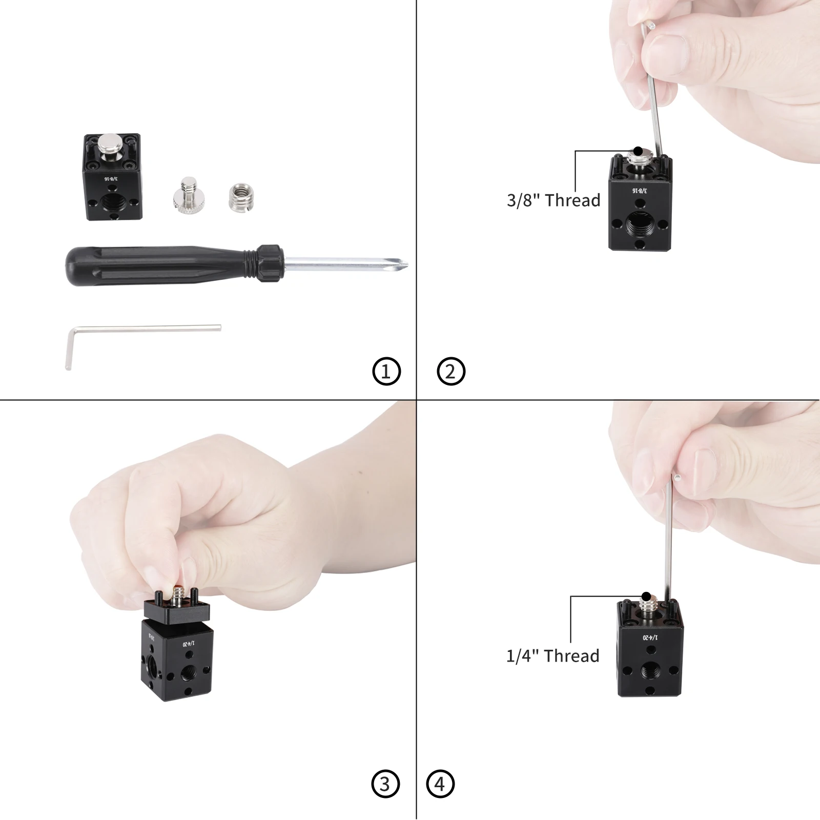 NICEYRIG Mini Cube Extension Bracket z otworami na śruby (3/8 i 1/4) Arri do mocowania, do eksploatacji z eksploatacji, lamp LED, mikrofonów — zdjęcie produktu 2