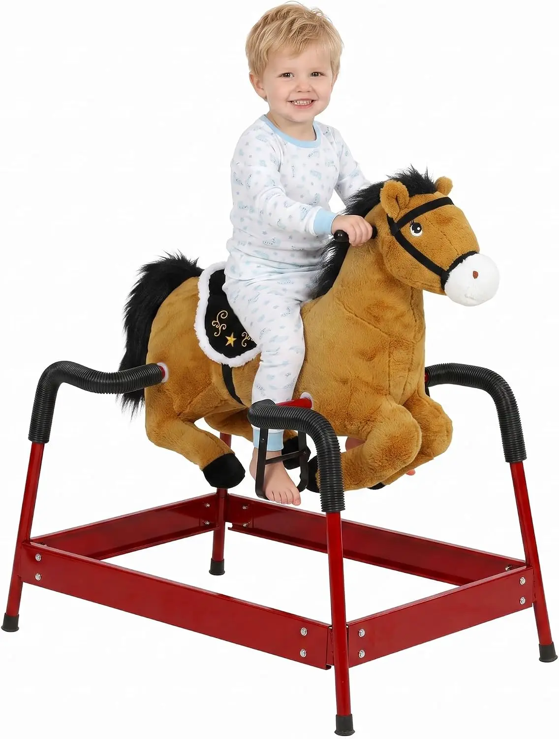 Kids Spring Rocking Horse with Neighing Sounds for 3+ Years Brown