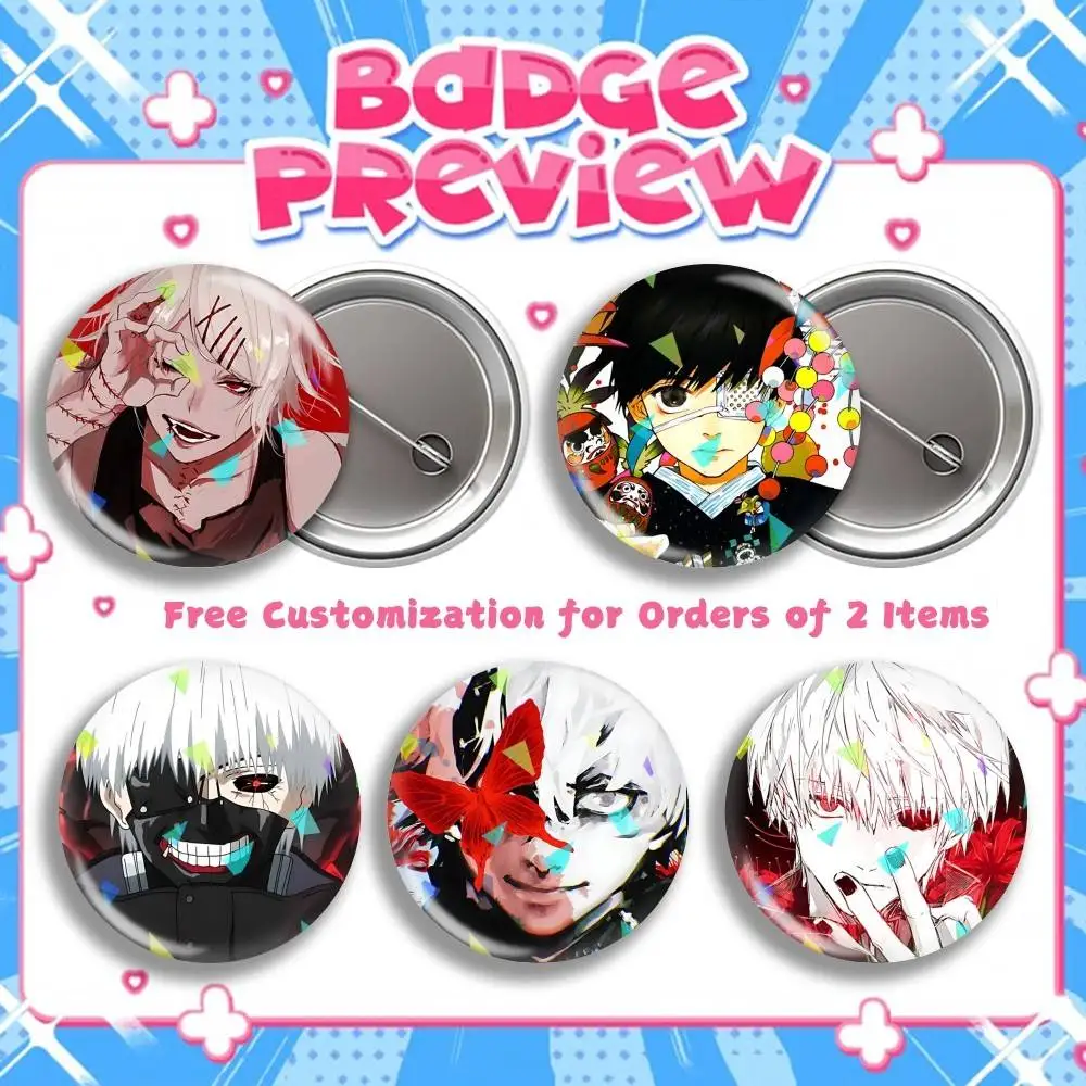 Kaneki Blood Anime T-Tokyo Ghoul Round Badge Pins Creative Pins Bag Decor Accessories Fan Collection Gifts for Friends