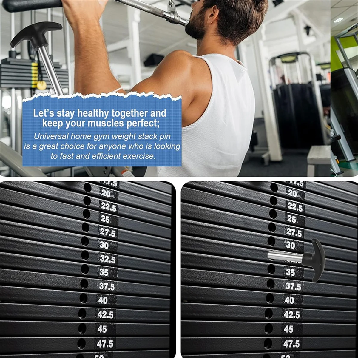 A71P 2 قطعة دبوس كومة الوزن ، الشد 3/8 بوصة قطر قفل الفضاء آلة رفع الأثقال دبابيس الوزن كومة استبدال دبوس #4