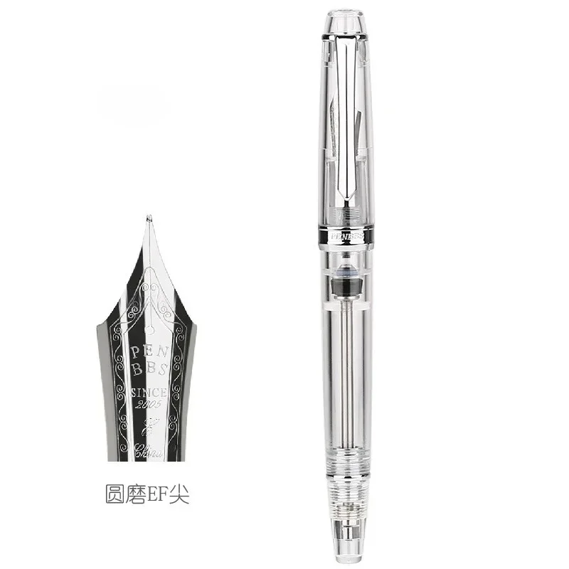 New PENBBS 268 Vacuum Filling Fully Transparent Fountain Pen Resin Iridium EF/F/M Nib Writing Gift Pen Office Supplies Stationer