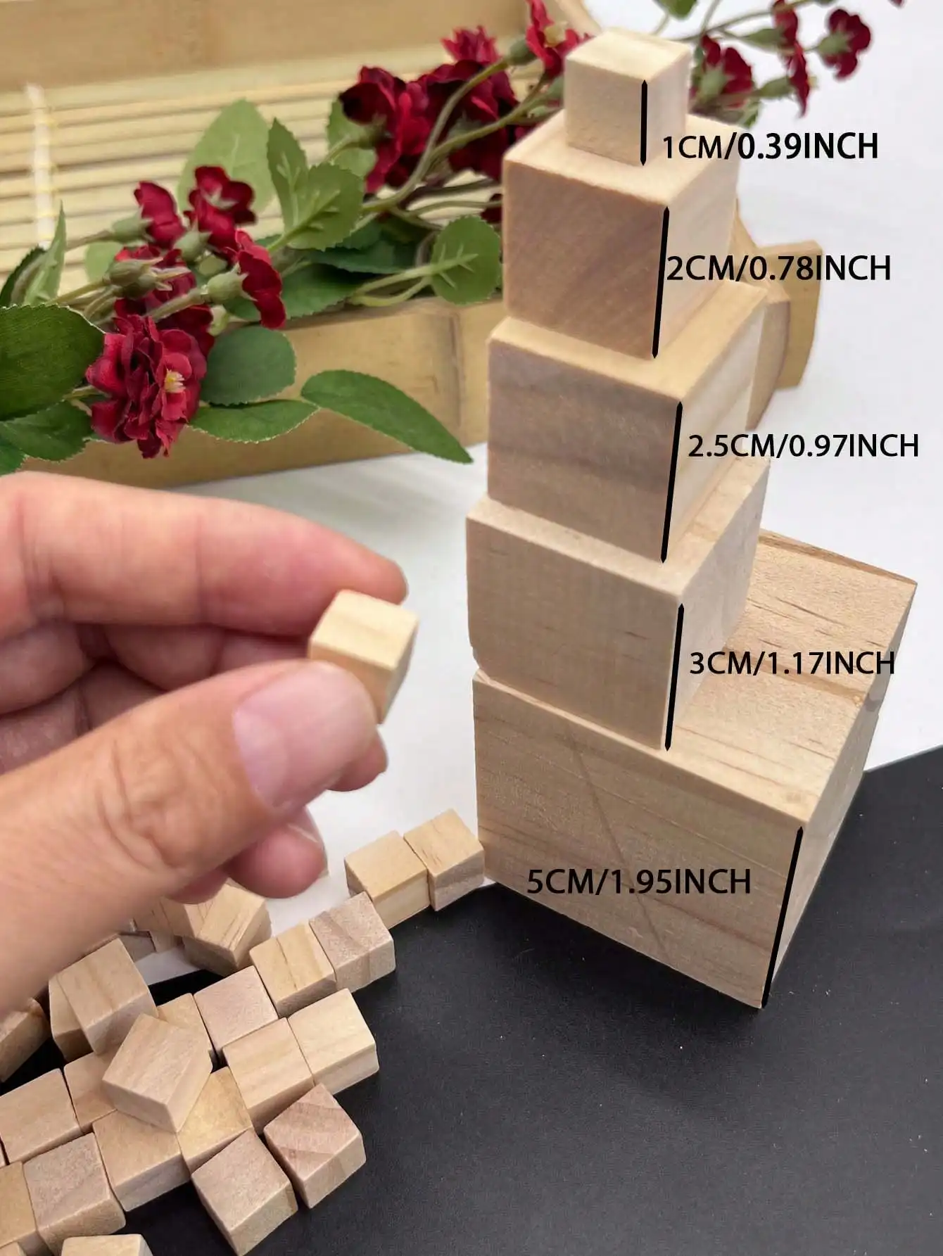 5 Sizes Big/Small Unfinished Wooden Blocks Wood Cubes For DIY Craft and Puzzle Making Home Decor Handcraft Arts
