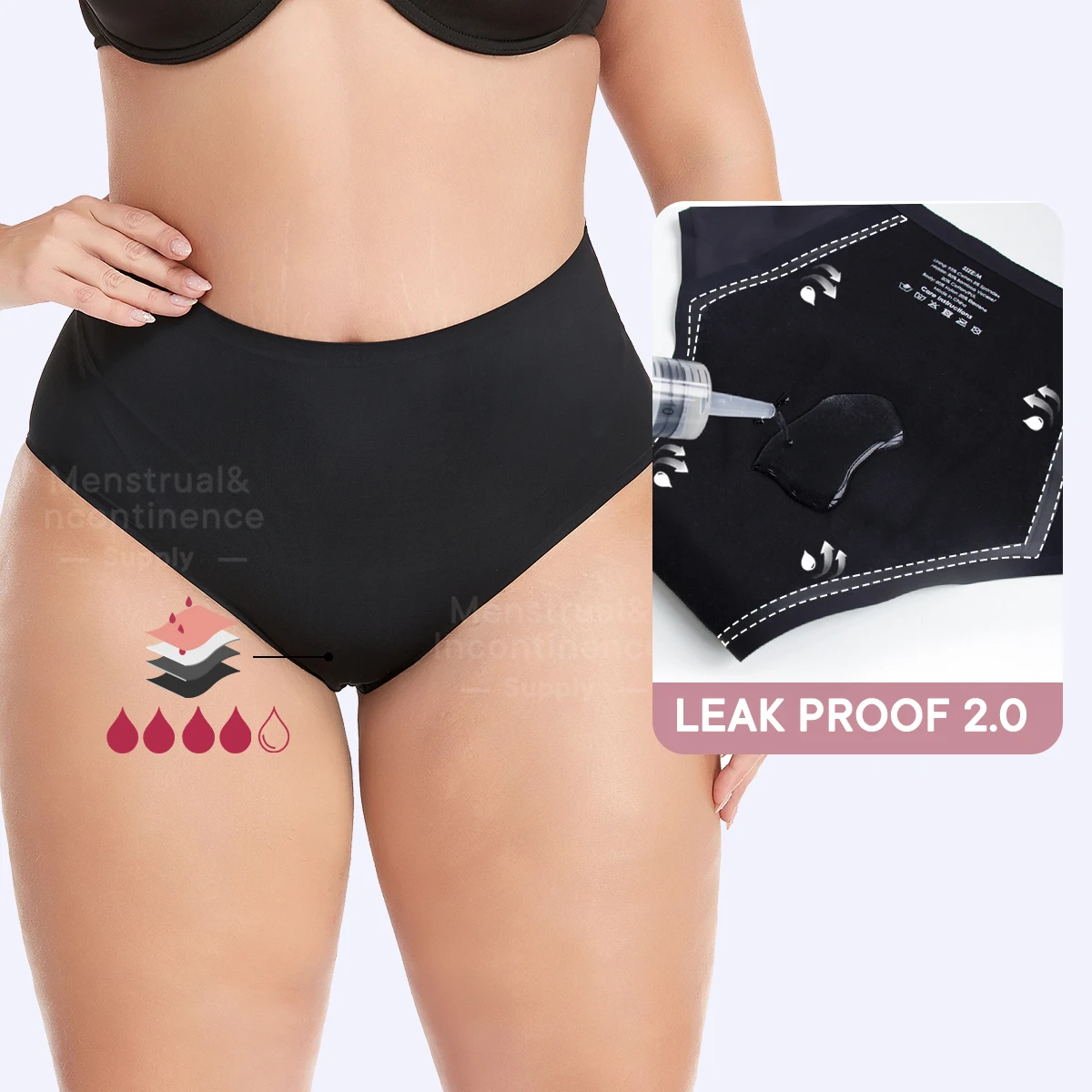 

High Waist Period Panties for Women 4-Layer Leakproof Protection Heavy Absorption Menstrual Panties Breathable Reusable