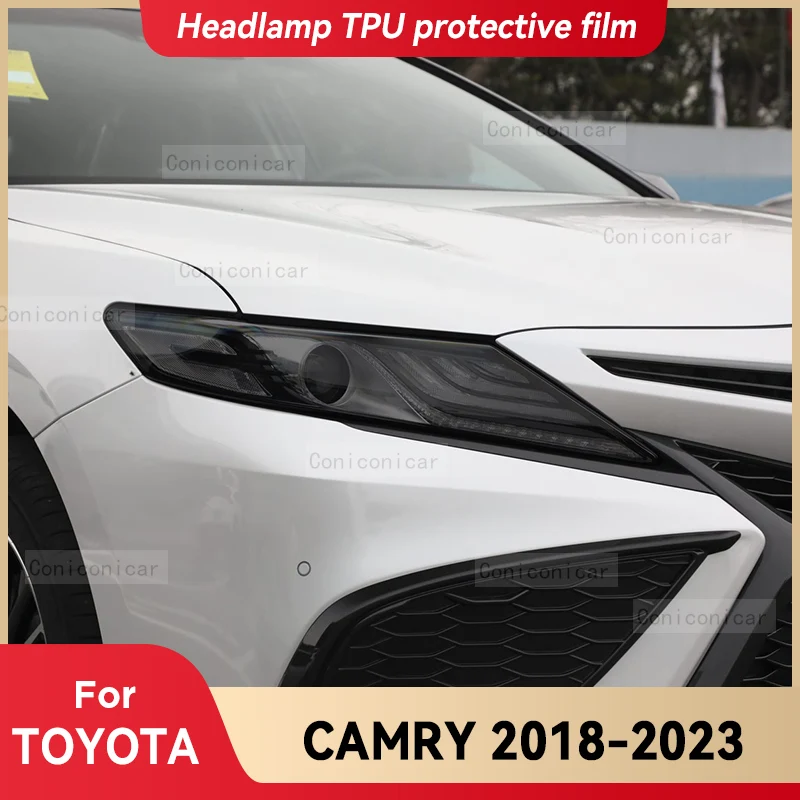 

Для TOYOTA CAMRY 2018-2023 автомобильные фары дымчато-черная защитная пленка из ТПУ переднего света, наклейка с изменением цвета, аксессуары