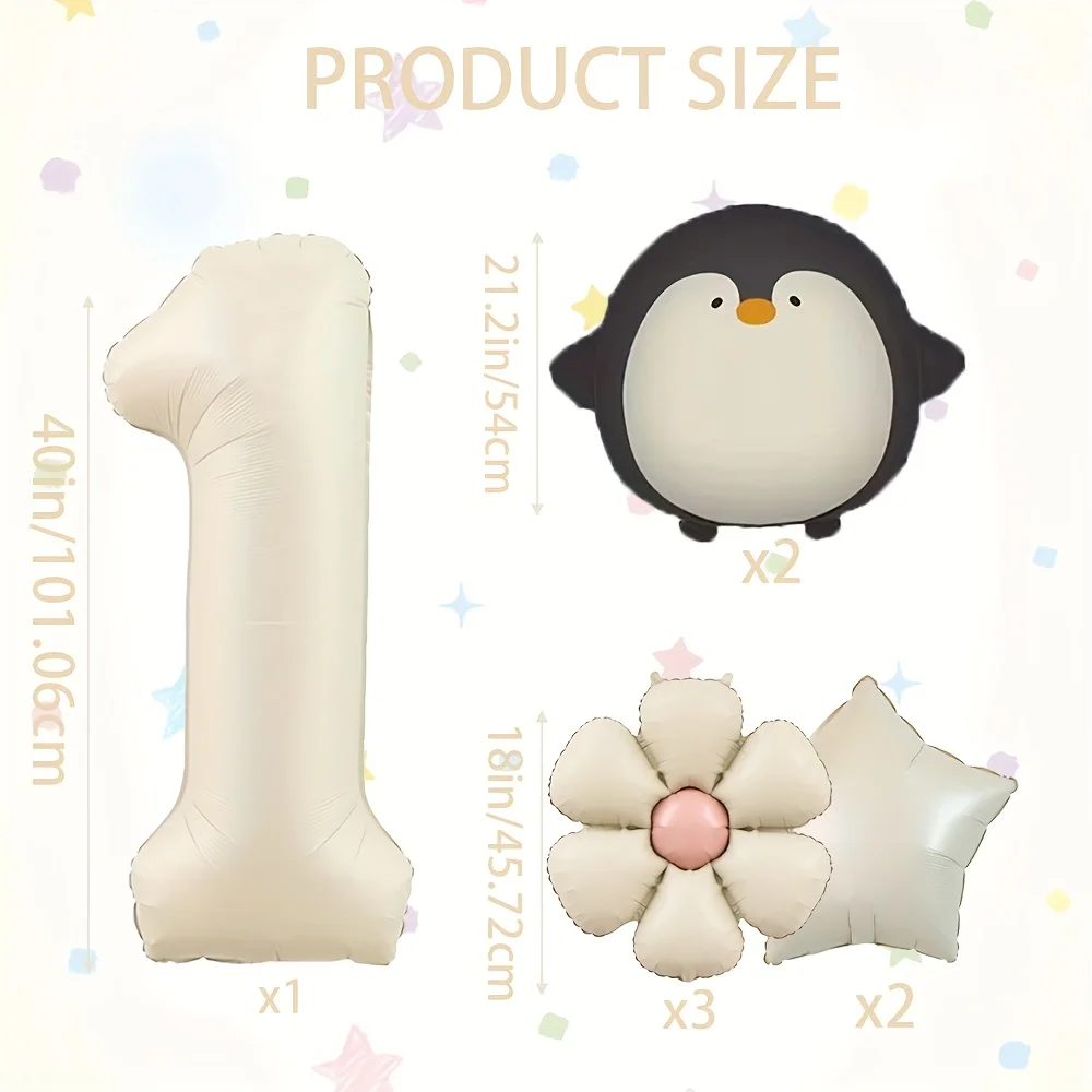 Juego de globos de colores crema pingüino, Margarita, 8 Uds., para fiestas de cumpleaños, reuniones, suministros de decoración, decoración del hogar, ducha
