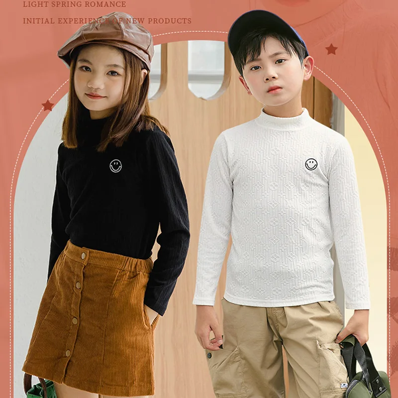 

Children's semi-turtleneck bottoms boys and girls baby autumn and winter long-sleeved T-shirt shirt collar