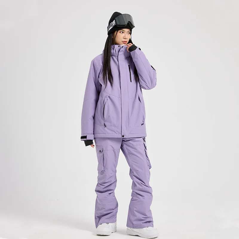 New Women's Ski Suit Set Single Boards Waterproof Windproof Warm Ski Equipment Snowboarding Jacket Pant Wear Resistant Clothes