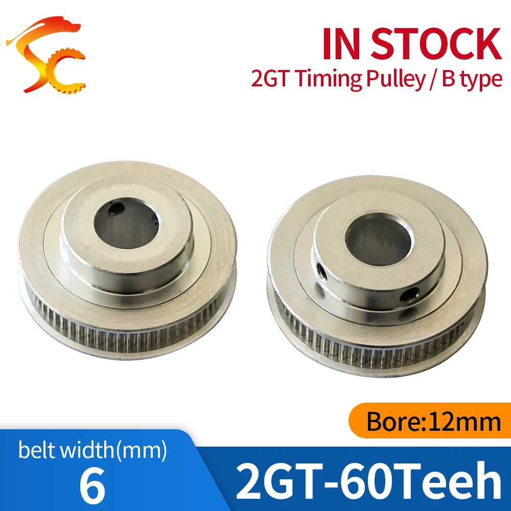 

High quality 1PCS/LOT GT2 60 teeth Timing Pulley bore 12mm fit belt width 6mm 2GT 60 tooth Free shipping