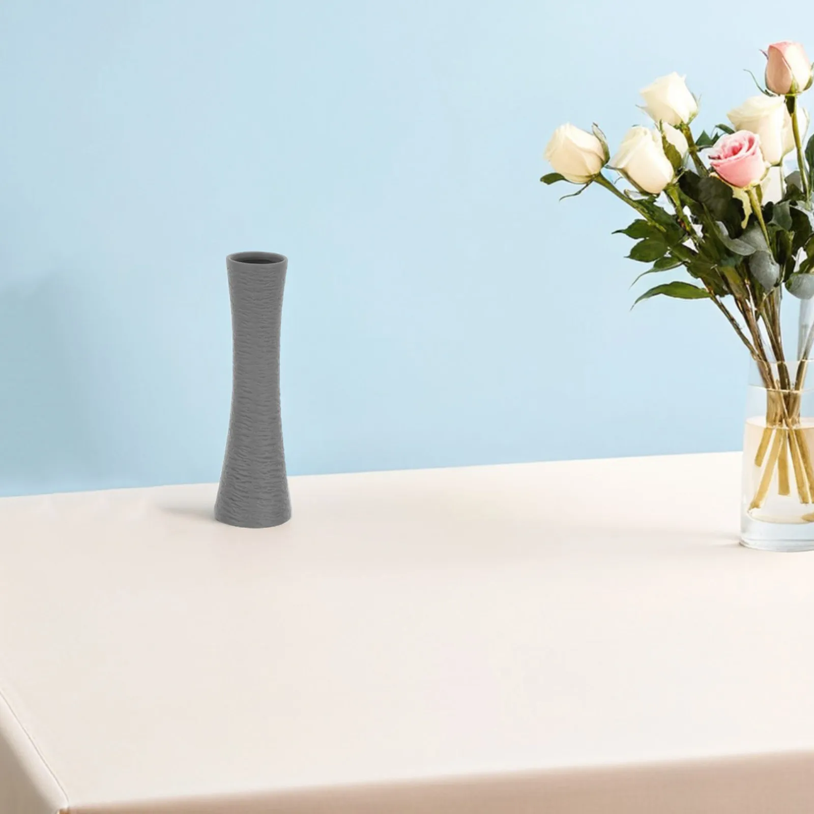 Modern Aesthetic Cone Shaped Ceramic Vase Tall Ribbed Decorative Flower Vase for Pampas Grass Fresh Dried Flowers Living Room - view 5