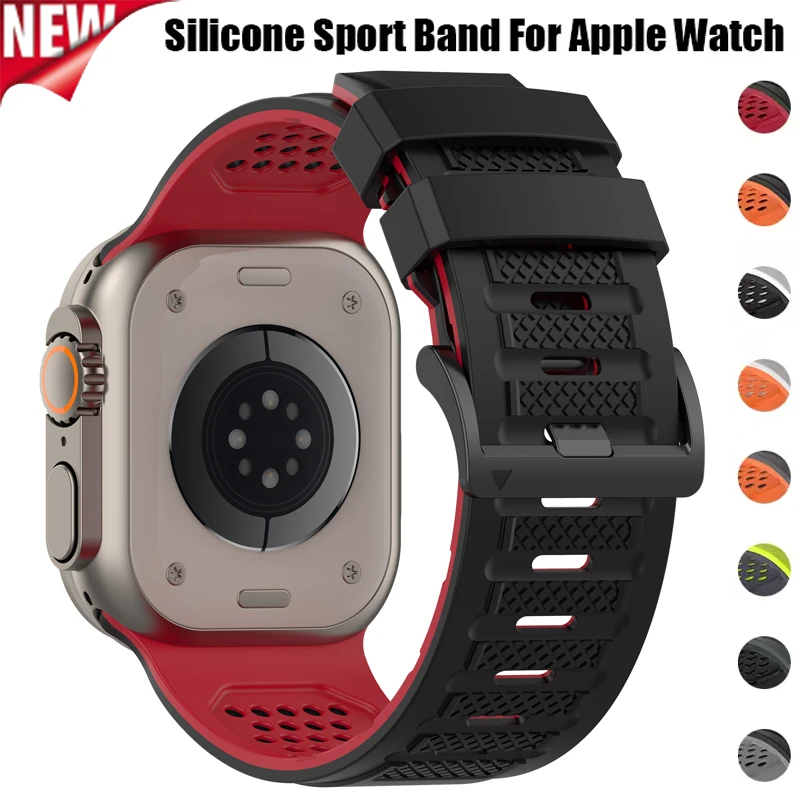 Silicone Sport Band For Apple Watch ultra 3 49MM Band 40mm 41 42mm 46mm Rubber correa Strap iwatch series 11 10 9 8 7 SE 5 6 4
