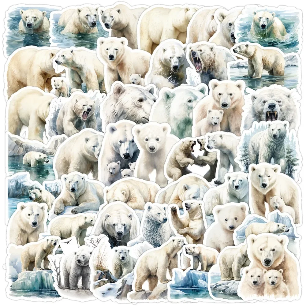 10/50Pcs Cute Polar Bear Animal Stickers Decals Suitcase Scrapbooking Phone Laptop Stationery Cartoon Animal Sticker Decoration