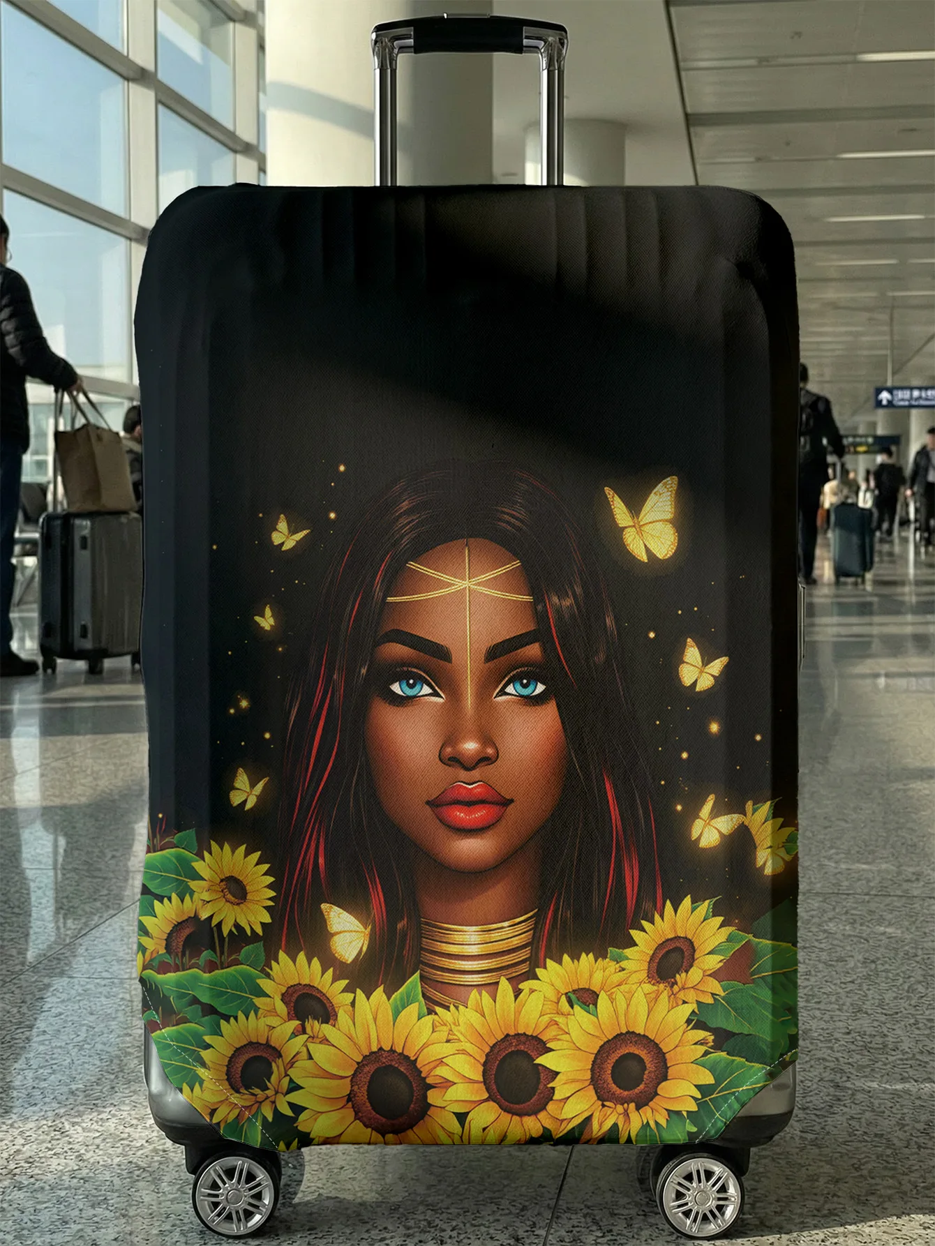

African women's sunflower luggage protection cover, suitable for 18-32 inch luggage covers, luggage handle gloves, travel access