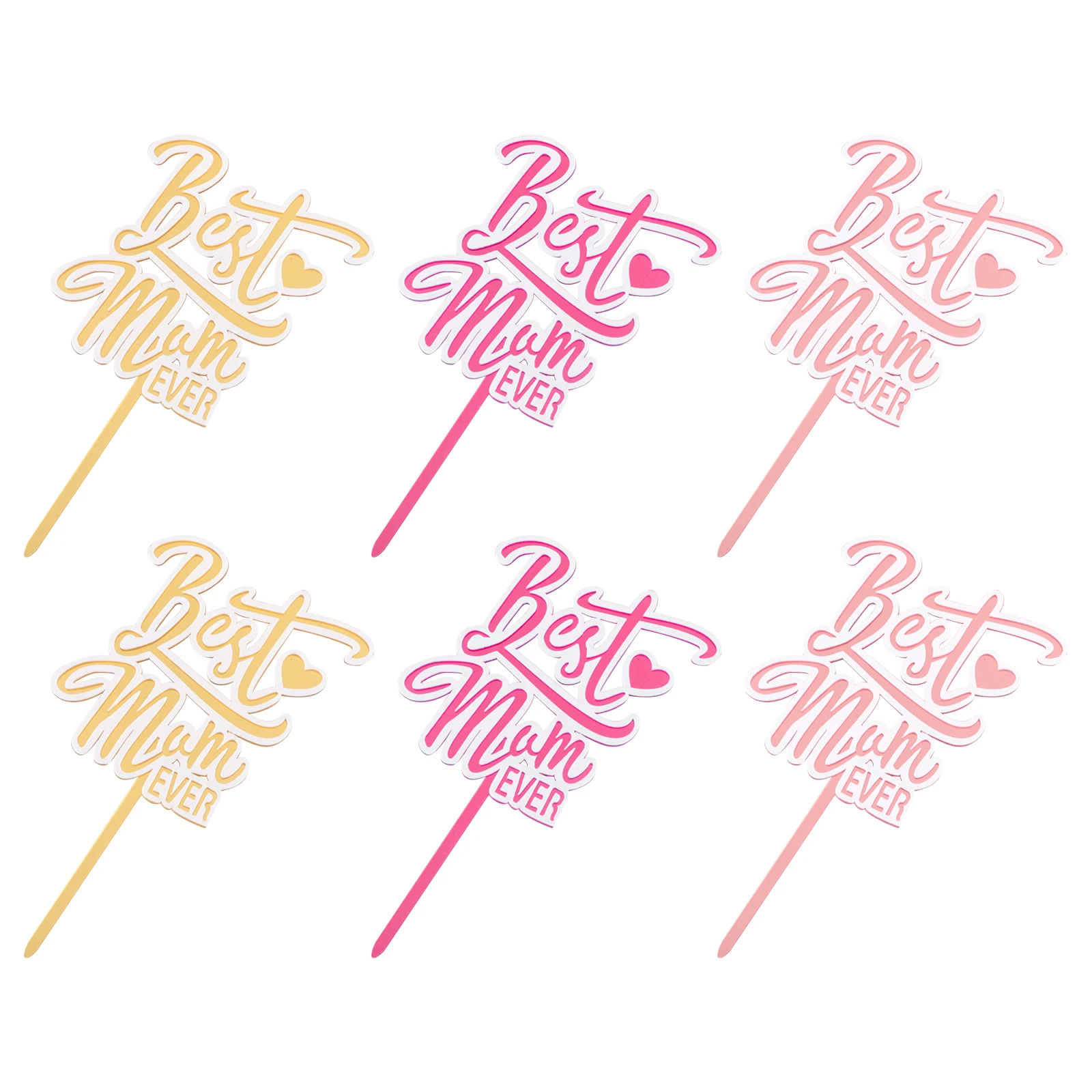 

6 Pcs Cake Insert Card Premium Material Cute Elegant Birthday Mother's Day Party Topper nament Dessert Styling