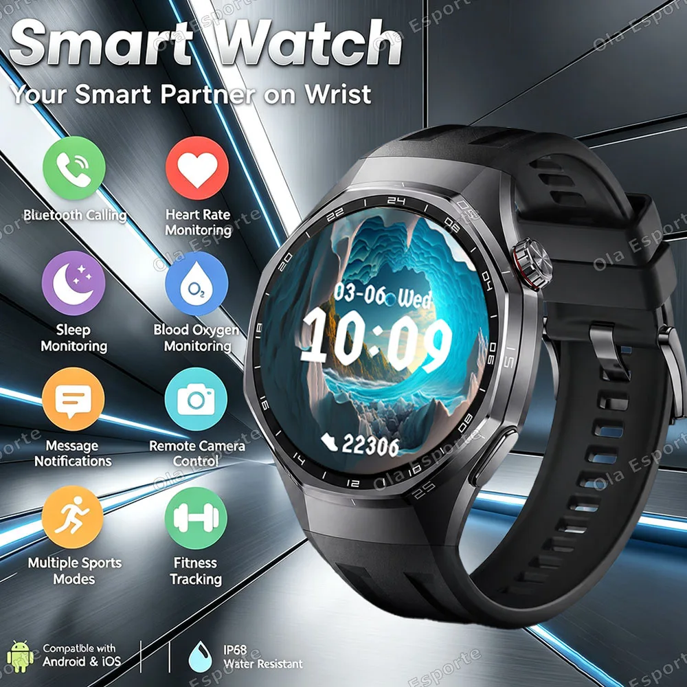 2026 New GPS Motion Tracker Smart Watch Men HD AMOLED Screen Heart Rate Blood Pressure Bluetooth Call Waterproof SmartWatch Ht30
