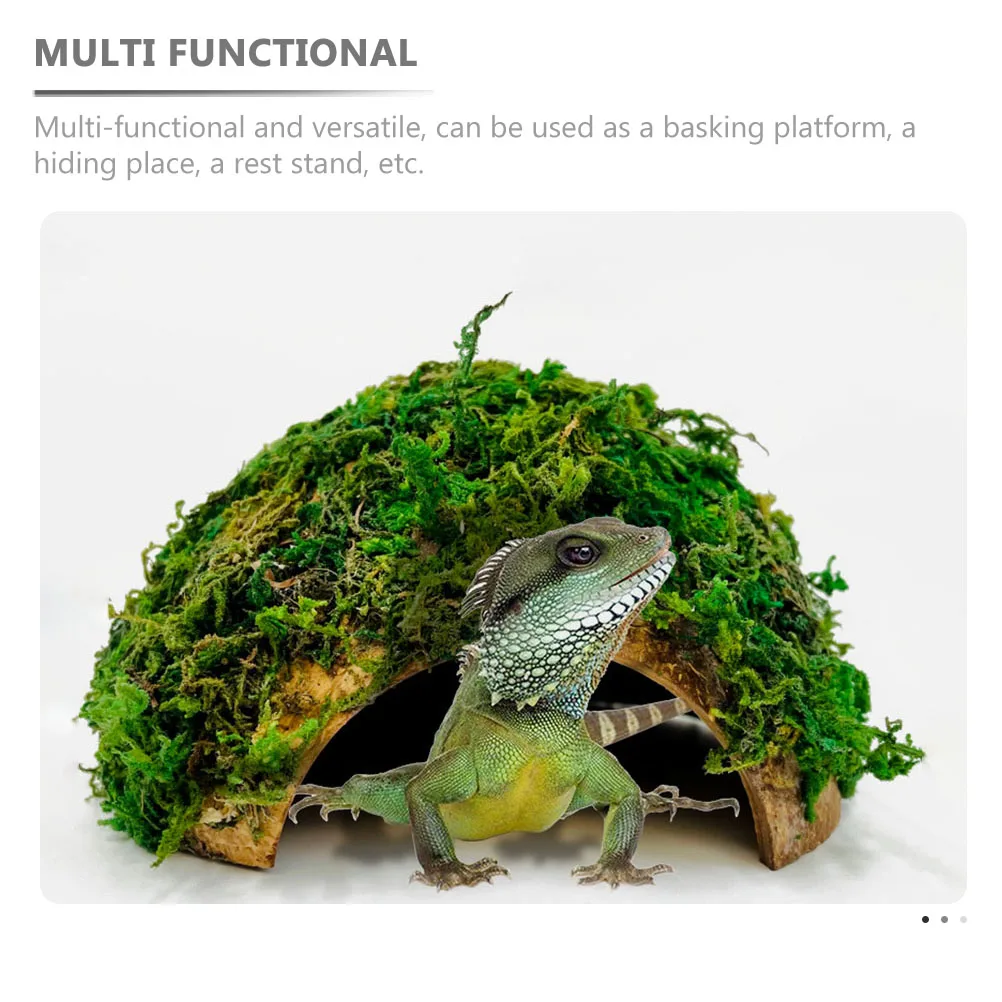 

Coconut Shell Reptile Hideout Hiding Cave Lizard House Tortoise Basking Platform Hamster Animal Shelter Green