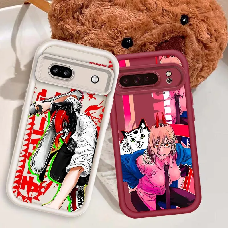 

Chainsaw Man Anime Art Cool Phone Case For Google Pixel 9 8A 8 7 7A Pro XL 5G Eye Ladder Soft TPU Shockproof Cover