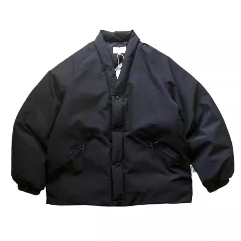 Streetwear with Japanese Style Tone Cotton Jacket for Autumn Winter Outdoor Fluffy Hand Stuffed Cotton Thick Short Jacket