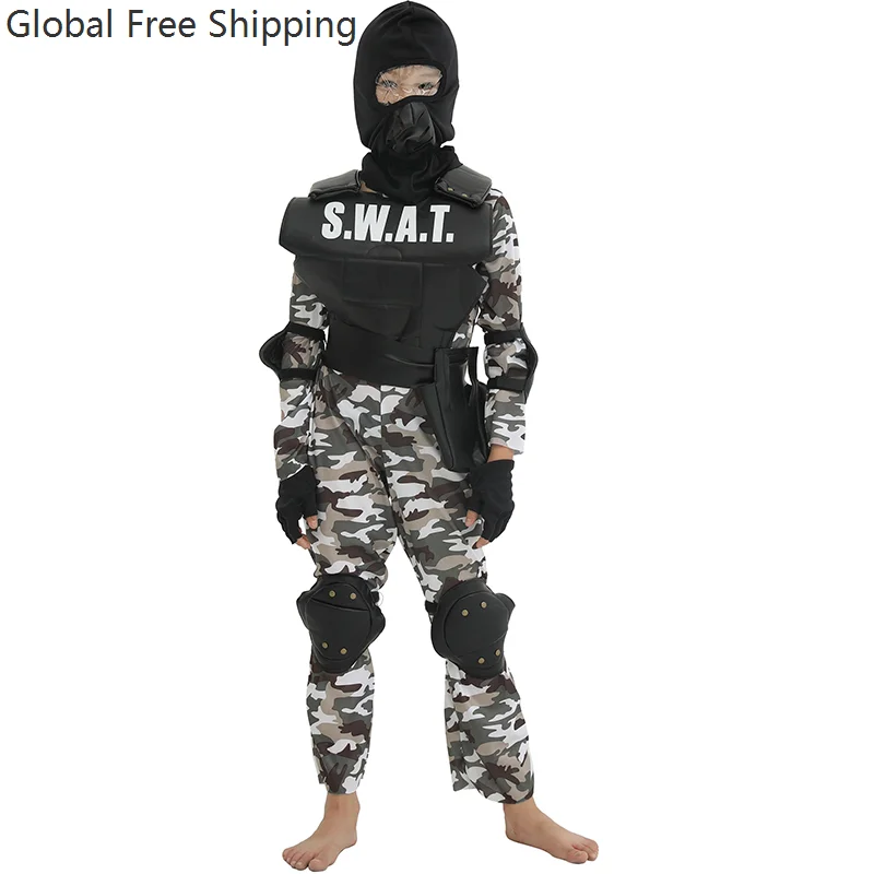 

Children's Swat Team Costume Halloween Boy Police Special Forces Set Purim Carnival Party Role-playing Stage Props Outfits 2026
