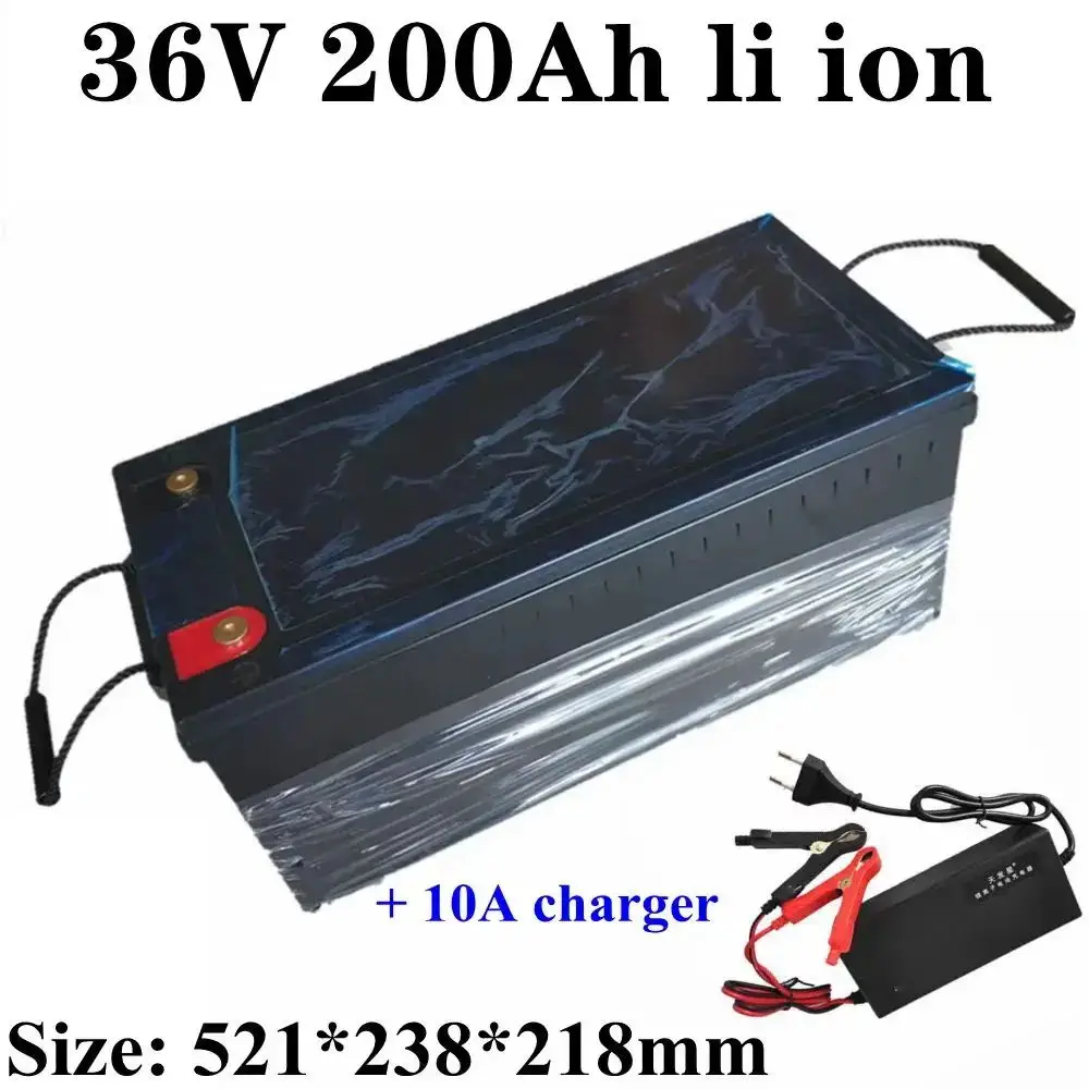 waterproof 36v 200ah lithium ion batteria 100A BMS li ion for 3000W 1500W scooter bike Solar energy EV +10A charger