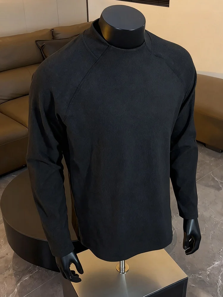 

American Sle Thi German Velvet Men's Base irt Long Sve Fitn Sportswear f High Collar Winter Inner Wear