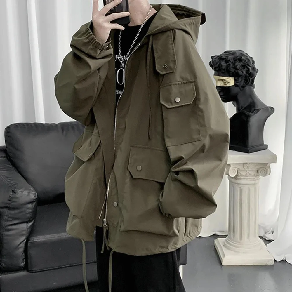 Mens Y2k Jacket High Street Energy Wind Work Clothes Assault Jacket Autumn Fashion Trend Oversized Casual Loose Men'S Wear