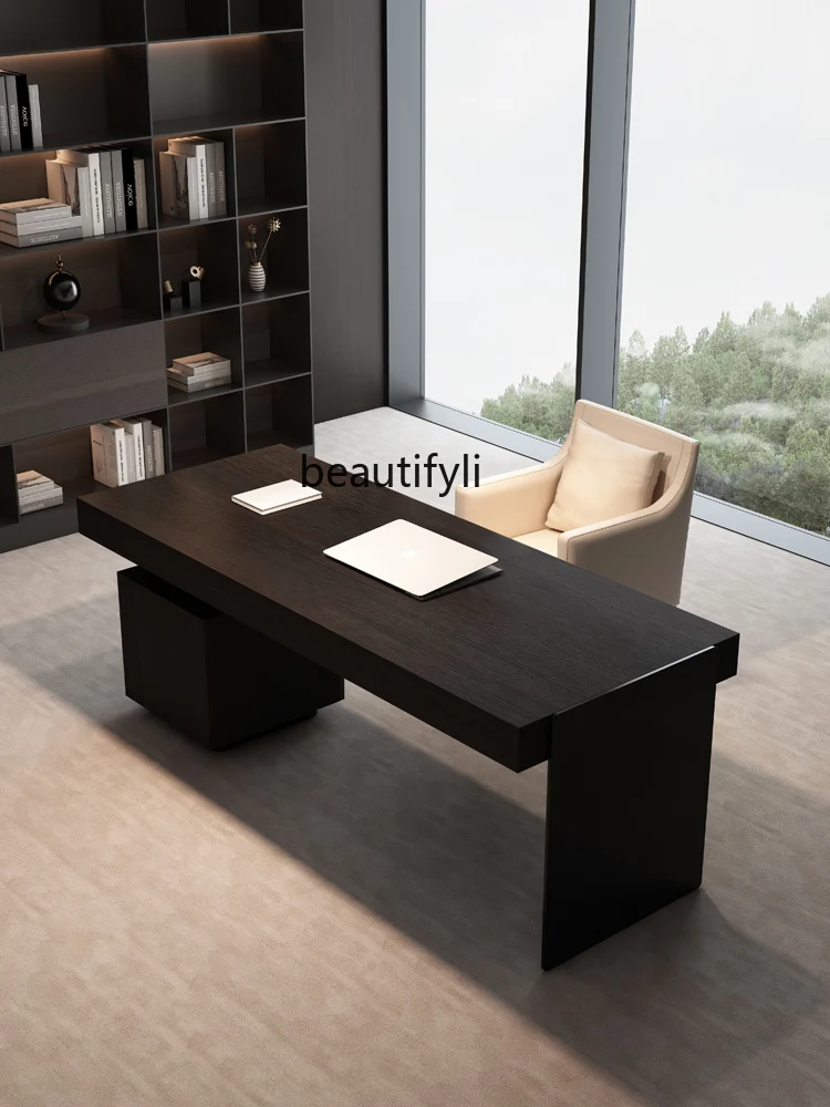 Italian Minimalist Desk Home Study Computer Desk Solid Wood Designed by a Maestro Simple Modern Light Luxury Office Table