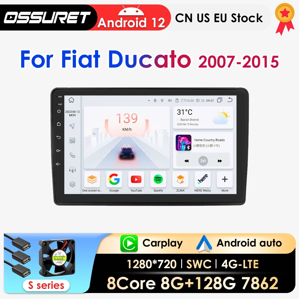 

2Din Android 12 Car Radio for Fiat Ducato 2007-2015 Navigation GPS Video Stereo RDS Android Auto Carplay AI Octa Core 7862