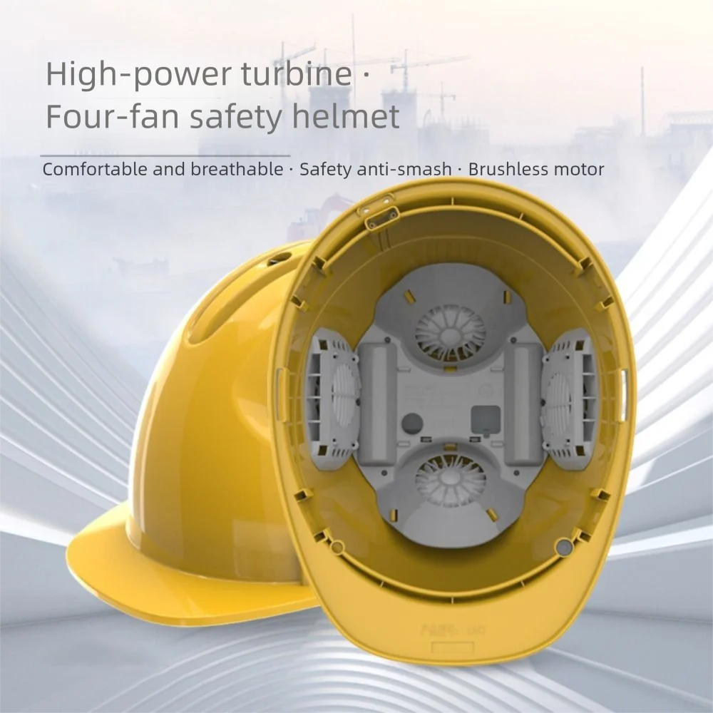4 Gears Rechargeable Fan Helmet 1/2/4pcs Fans Waterproof Site Protective Cap Silent Adjustable Safety Helmet with Fans