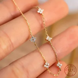 Pulsera de plata de ley 925 chapada en oro de 18k para mujer, brazalete con flor de circón brillante, temperamento coreano, joyería exquisita, regalos