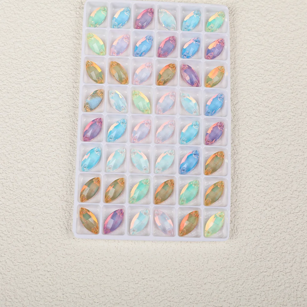 VC Mocha Opal Fluorescent Navette Sew on Rhinestone Navette Sewing Diamond Glass Diamond DIY clothing accessories