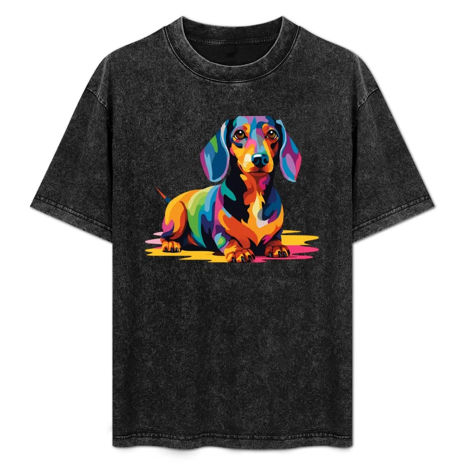 

Colorful Pop Art Dachshund T-Shirt Plus Size Summer Casual T-Shirt