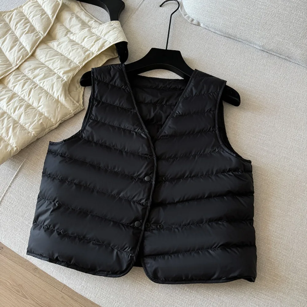 2025 New Women Sleeveless Puffer Jacket Spring Autumn Female White Goose Down Ultra Lightweight Packable Warm Down Liner Vest