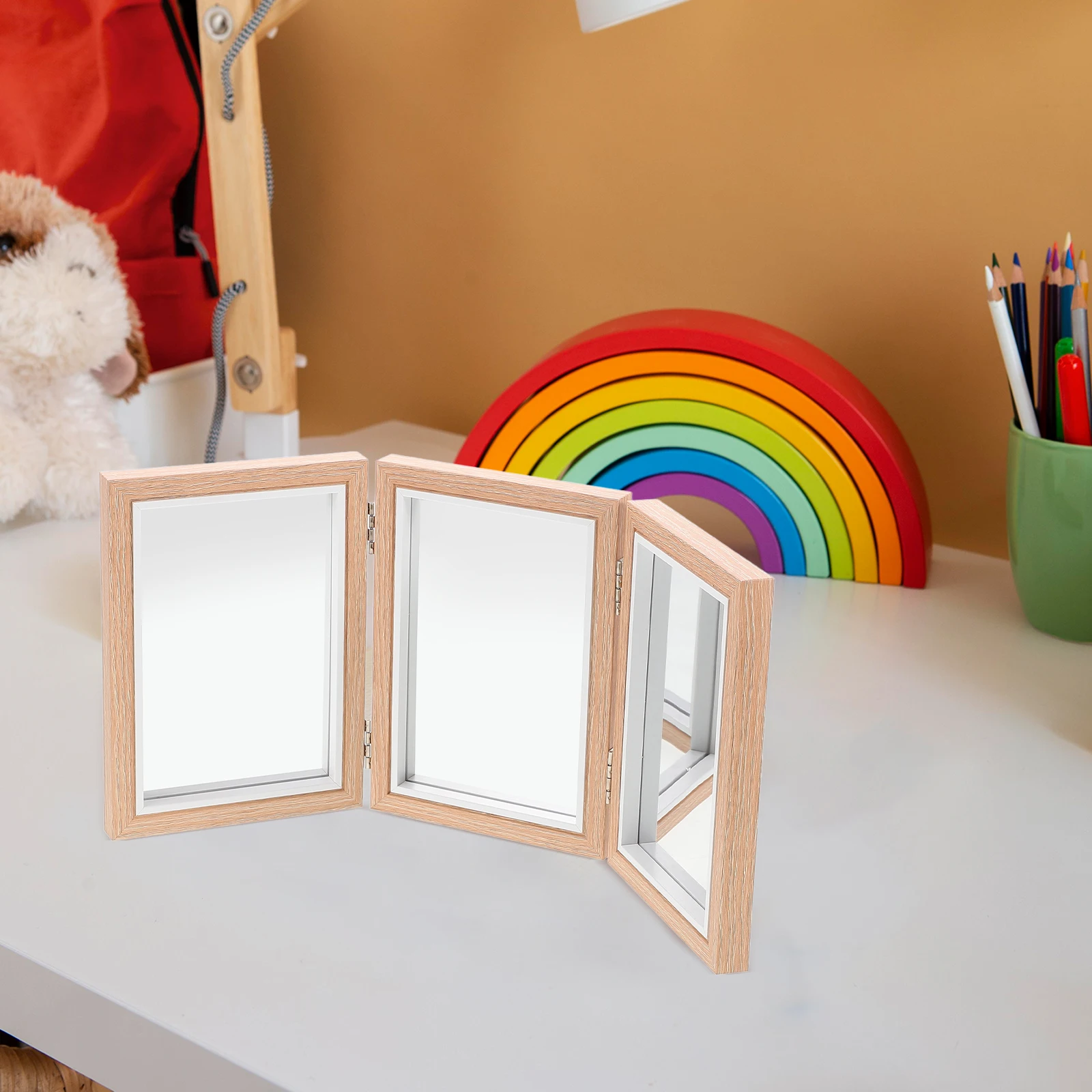 مرآة مونتيسوري للأطفال الصغار قابلة للطي وغير قابلة للكسر على الحائط، مرآة أطفال قابلة للتركيب على الحائط، الاستكشاف الحسي، الوعي الذاتي في وقت مبكر