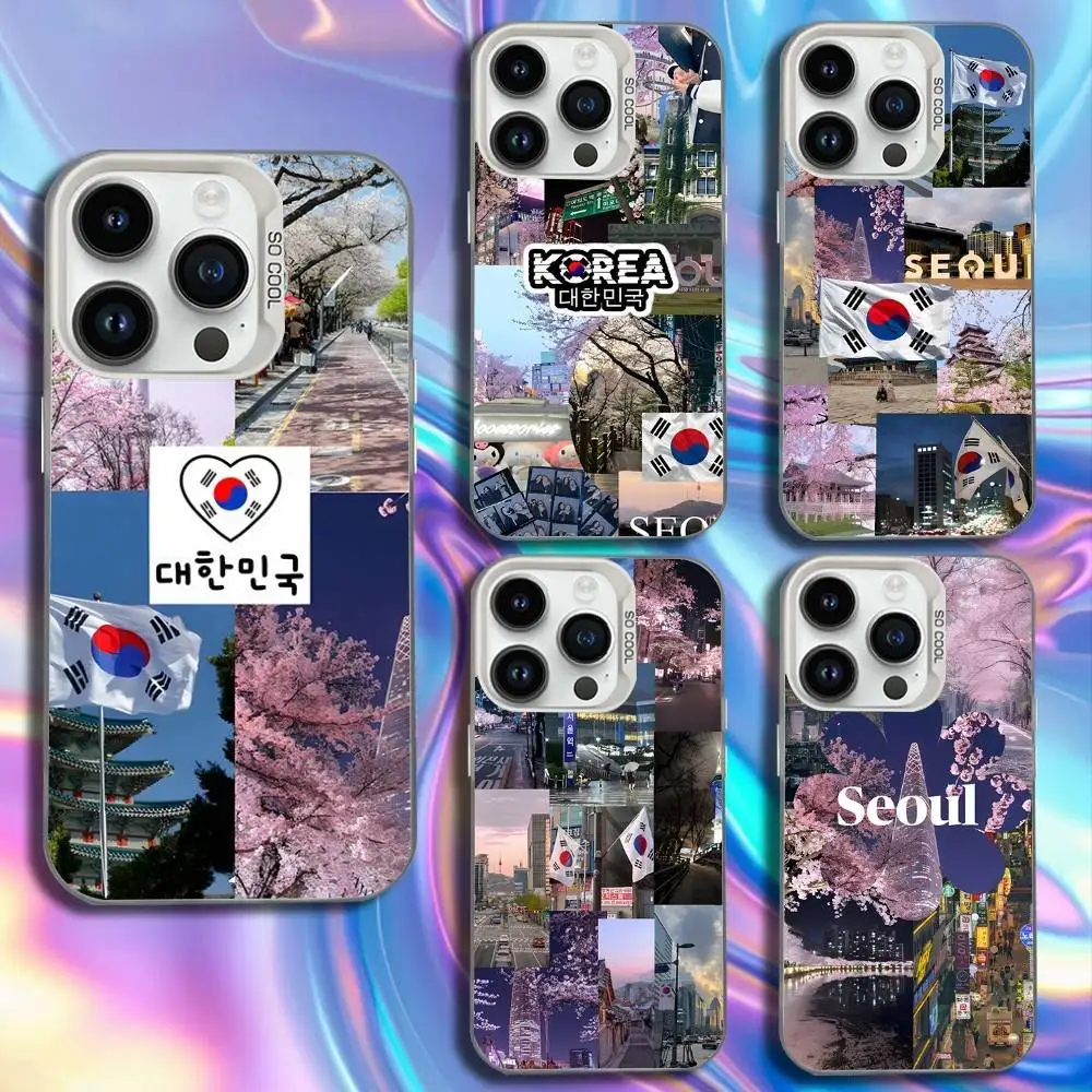 

South Korea SEOUL Travel Phone Case For iPhone 17,16,15,14,13,12,11,Mini,Pro,SE,MAX White Matte Shockproof Cover