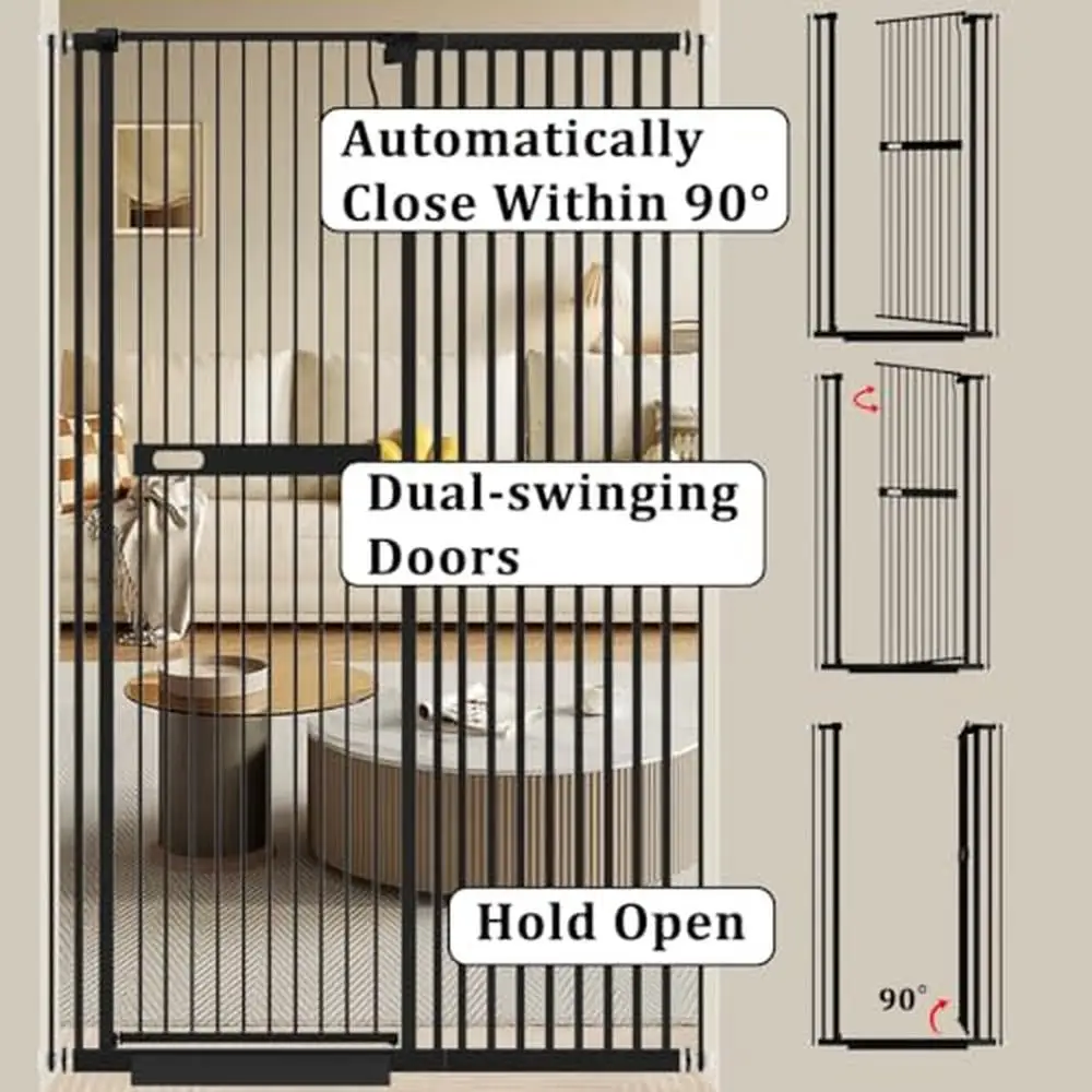 71" Extra Tall Cat Pet Gate Pressure Mounted Swing Auto Close Safety Metal Dog PuppyWide 29.92-45.66" Space Rods Included Easy