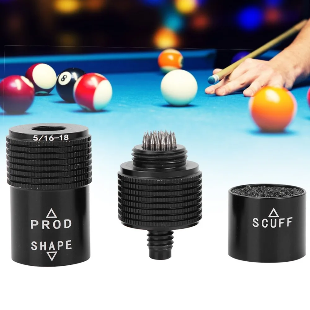 

Aluminum Construction Billiard Cue Tip Shaper 4-in-1 5/16-18 Joint Cue Tip Pick Pool Billiard Cue Tool Pool Cues Repair