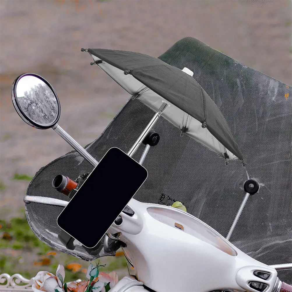

2Pcs Riding Phone Umbrella Mini Lightweight Portable Motorcycle Bicycle Rain Protection Phone Shade Outdoor Hiking Camping