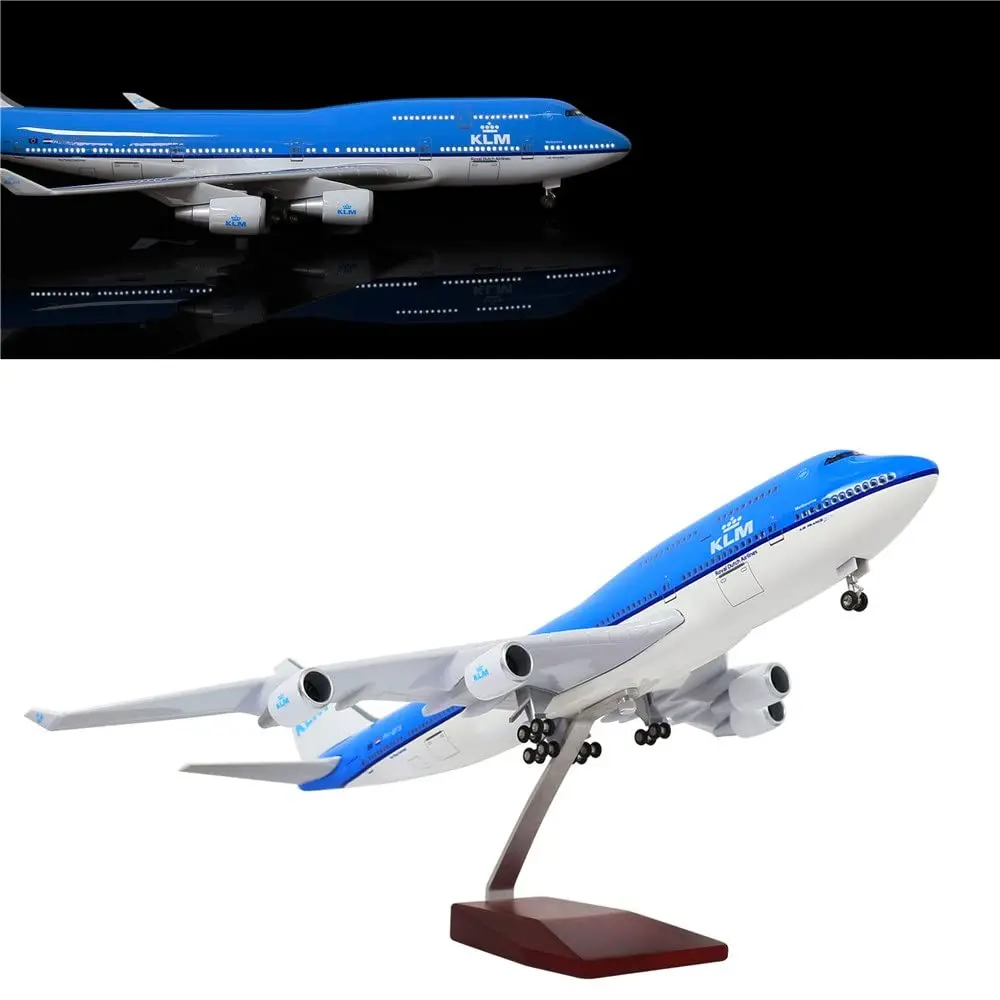 

747 klm 47cm airplane Models 1:130 Scale Resin B747 KLM Royal Dutch Airlines With Light & Wheels Diecast Collection Plane