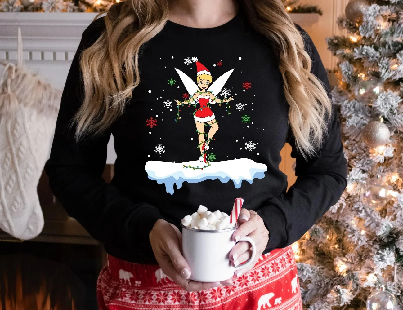 Tinkerbell Moletom de Natal Tinkerbell Moletom de Natal da Disney Suéter de Natal da Princesa da Disney